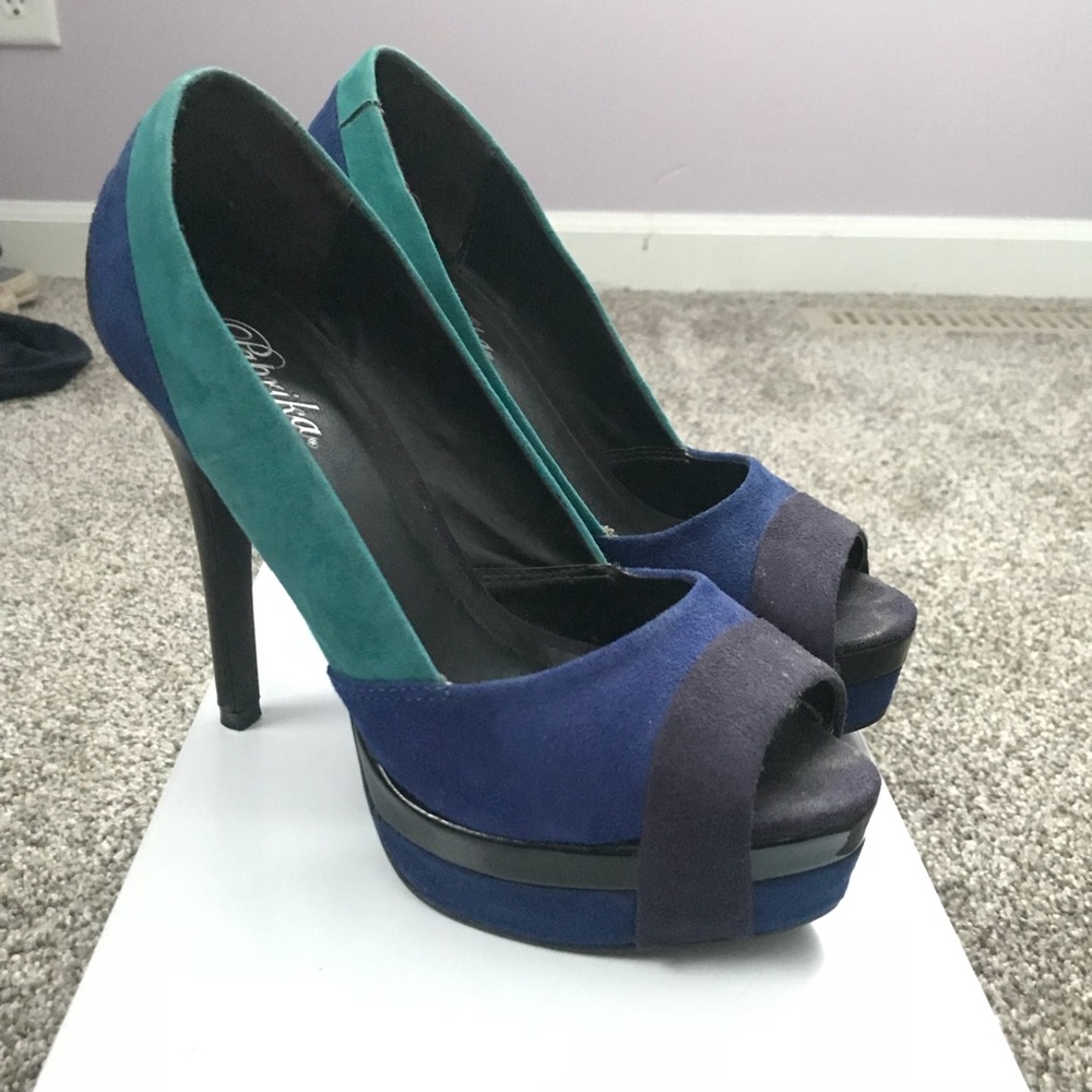 Colorful open toe heels